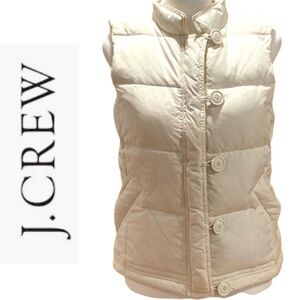 J. Crew Down Filled, Full Zip Puffer Vest, Classic‎ Ivory Cream Medium Medium